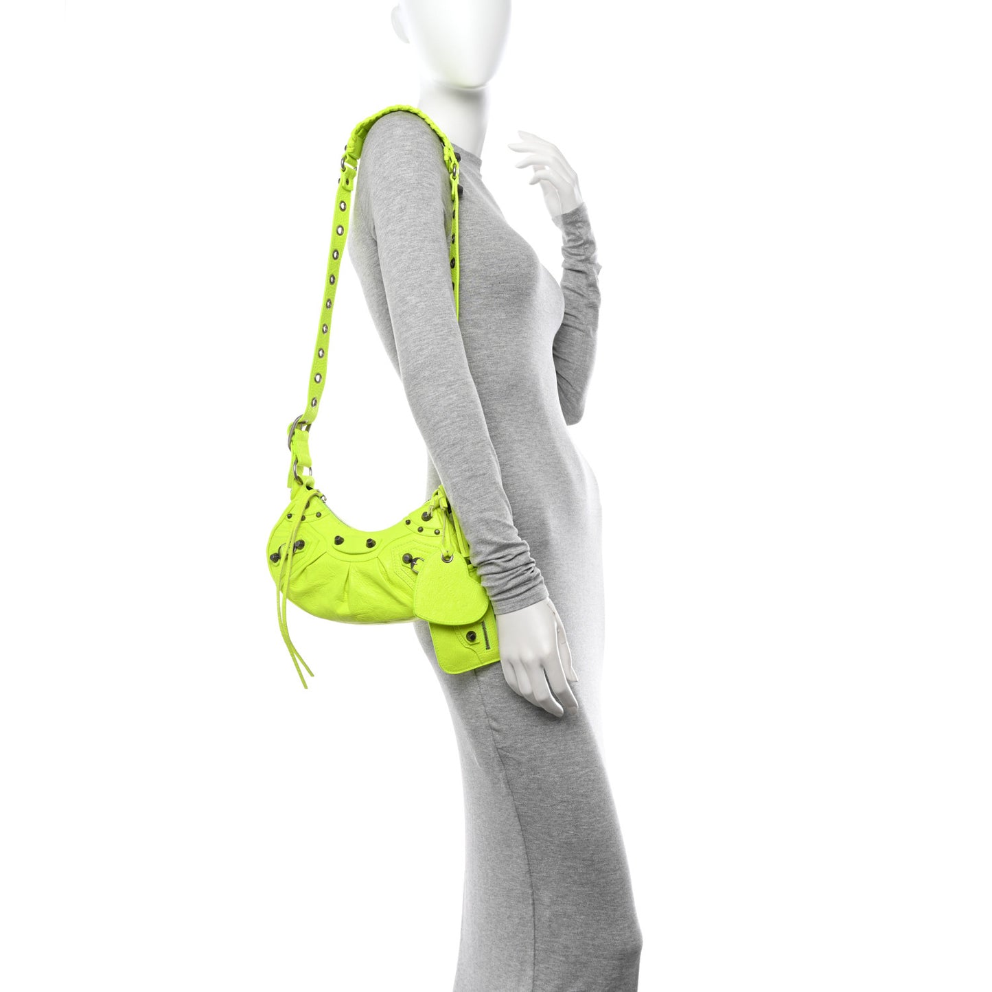 Agneau Arena Le Cagole Shoulder Bag XS Fluo Yellow