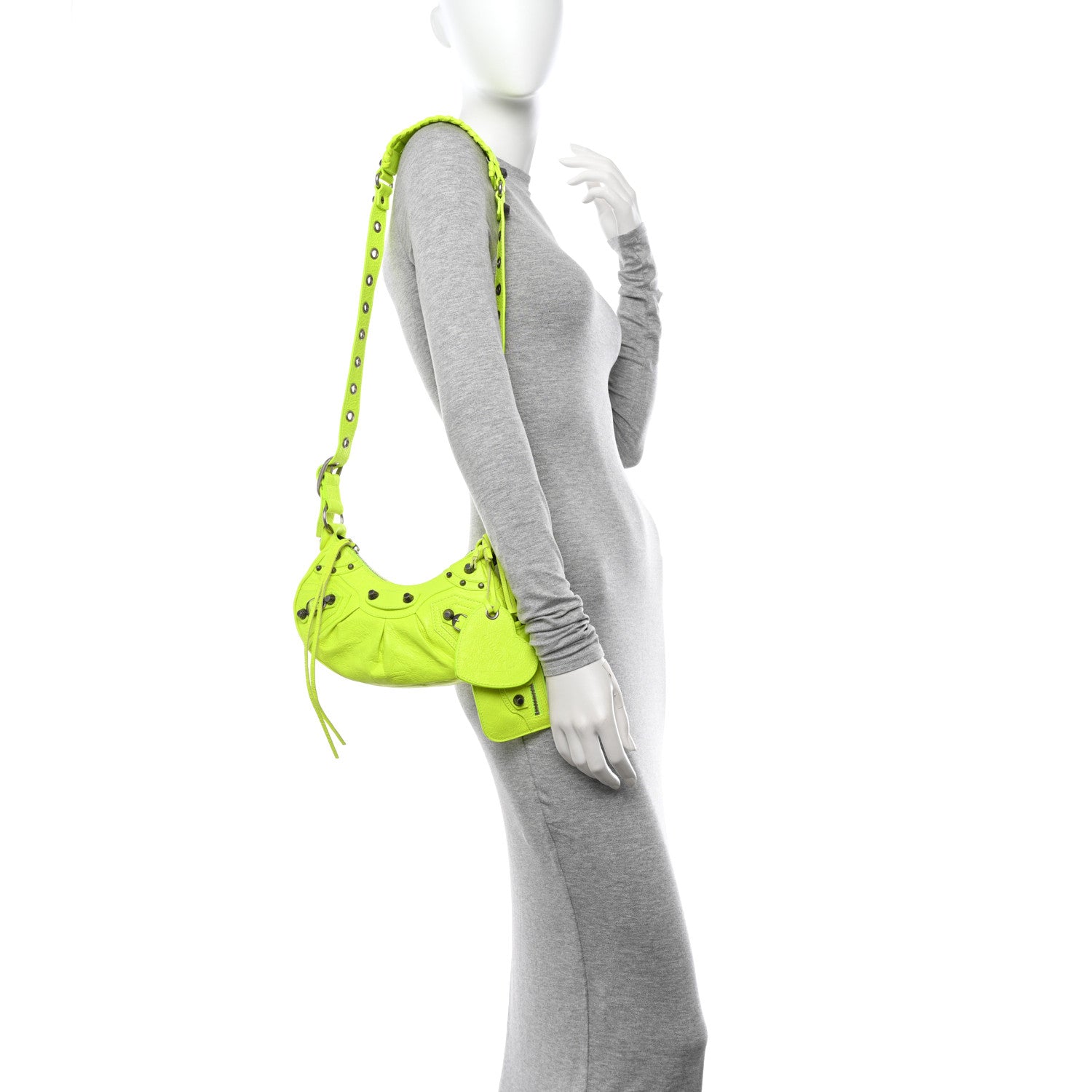 Balenciaga Agneau Arena Le Cagole Shoulder Bag XS Fluo Yellow 2 of 10