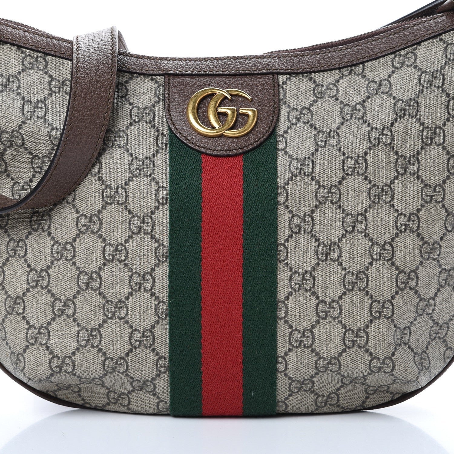 Gucci GG Supreme Monogram Web Small Ophidia Half Moon Hobo Brown 7 of 9