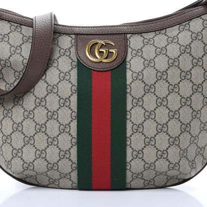 Gucci GG Supreme Monogram Web Small Ophidia Half Moon Hobo Brown 7 of 9