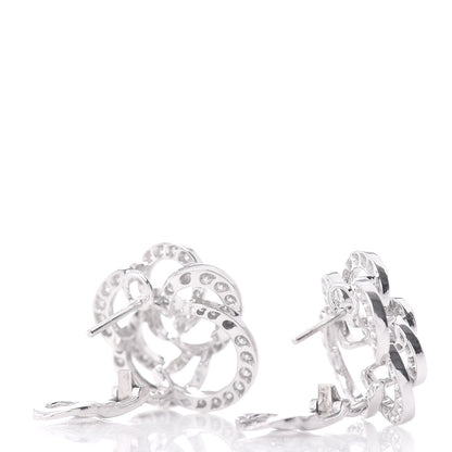 Chanel 18K White Gold Diamond Fil de Camelia Earrings 3 of 5