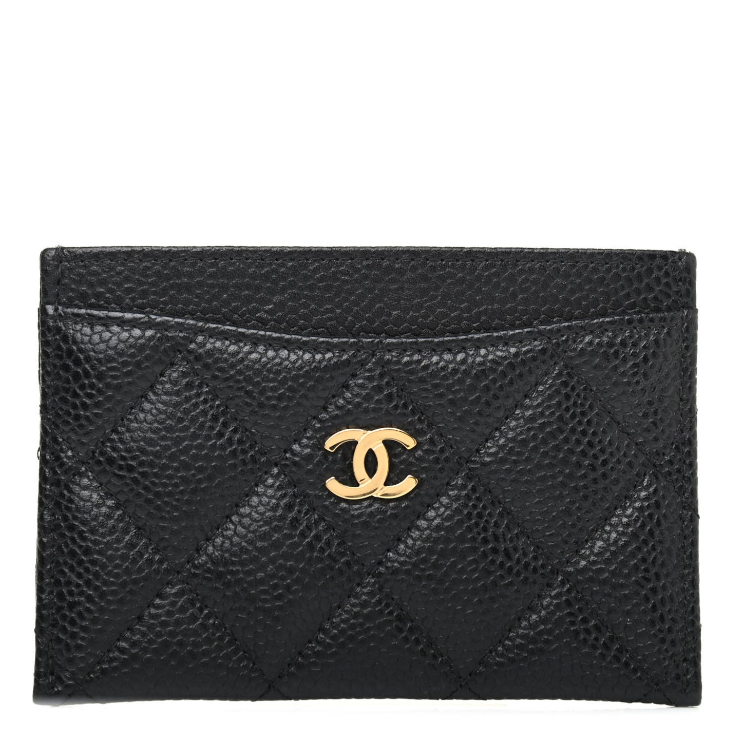 Caviar Quilted Card Holder Black