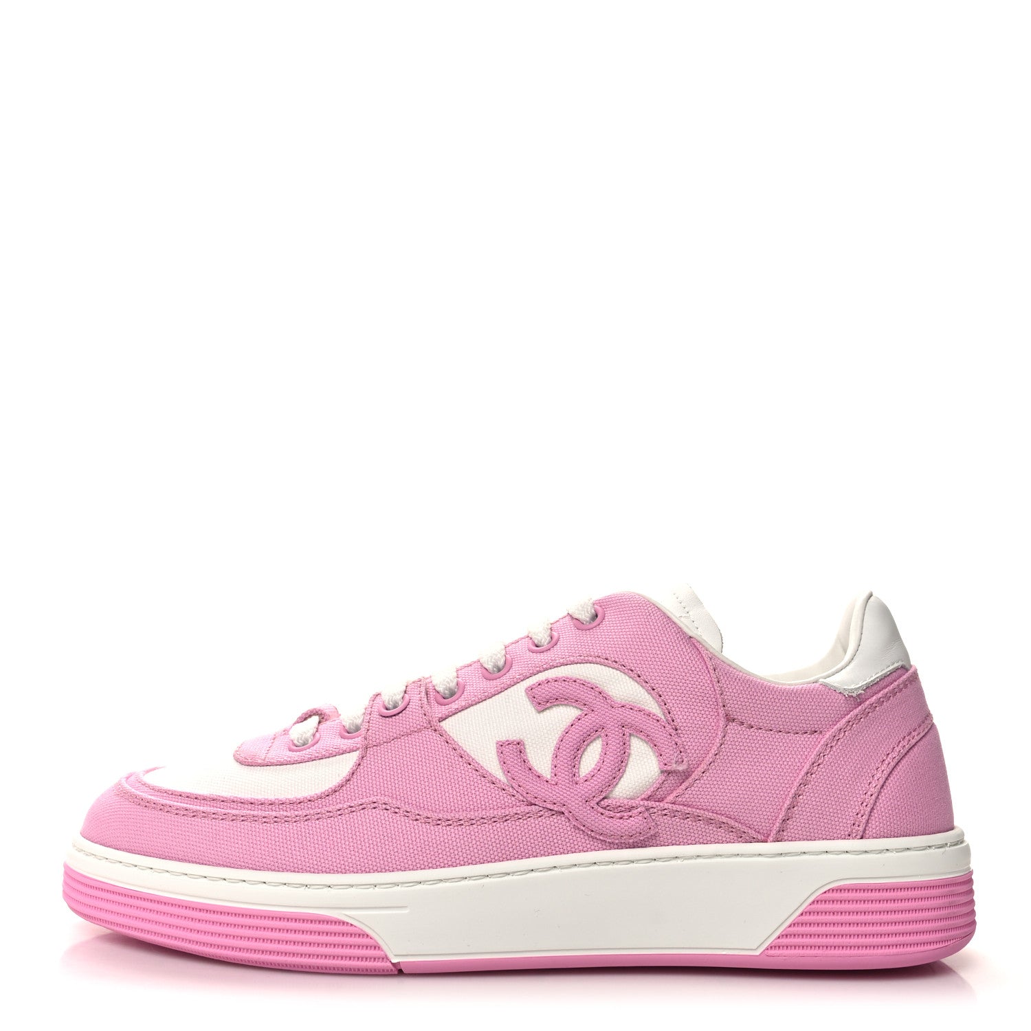 Chanel Cotton Sneakers 38 Pink White 1 of 8