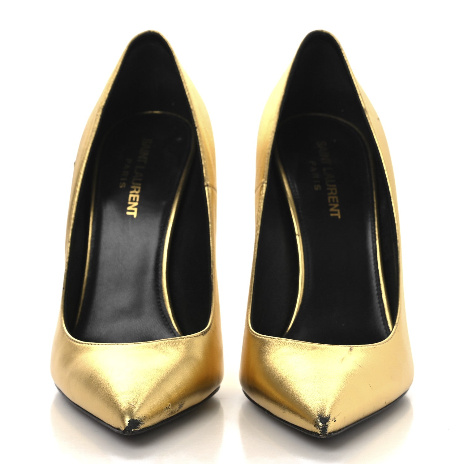 Saint Laurent Metallic Calfskin Opyum 100 Pumps 39 Gold 3 of 13