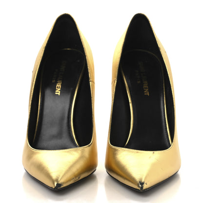 Saint Laurent Metallic Calfskin Opyum 100 Pumps 39 Gold 3 of 13