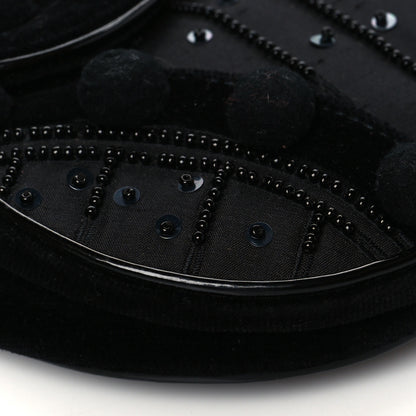 Christian Dior Velvet Nylon Pom Pom Saddle Bag Black 8 of 9