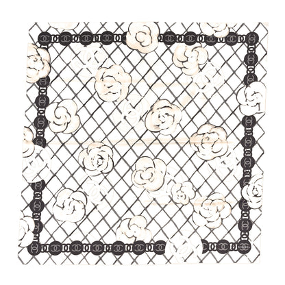 Chanel Silk Camellia CC Square Scarf Ivory 1 of 6
