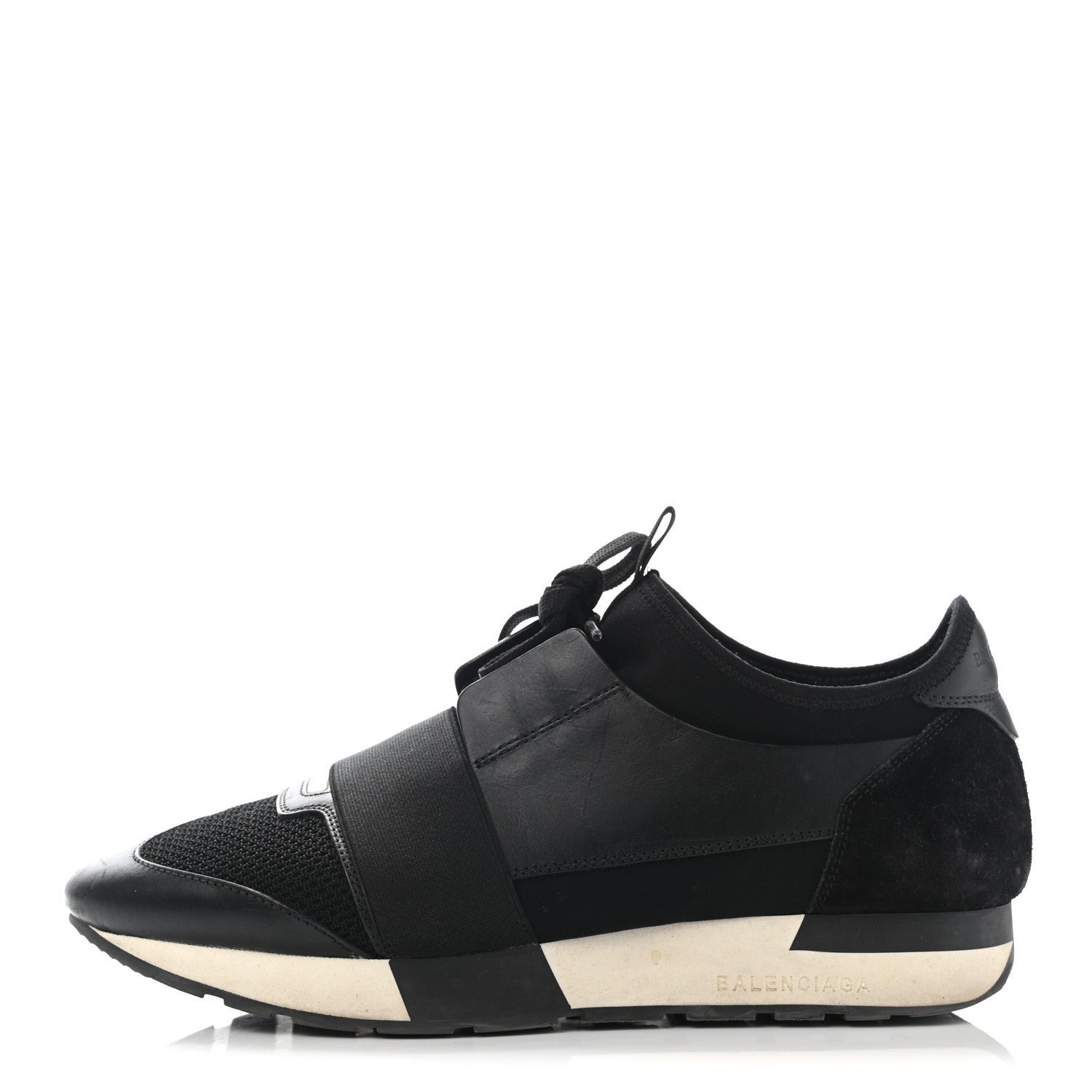 Balenciaga Mesh Calfskin Neoprene Suede Womens Race Runner Sneakers 40 Black 1 of 21