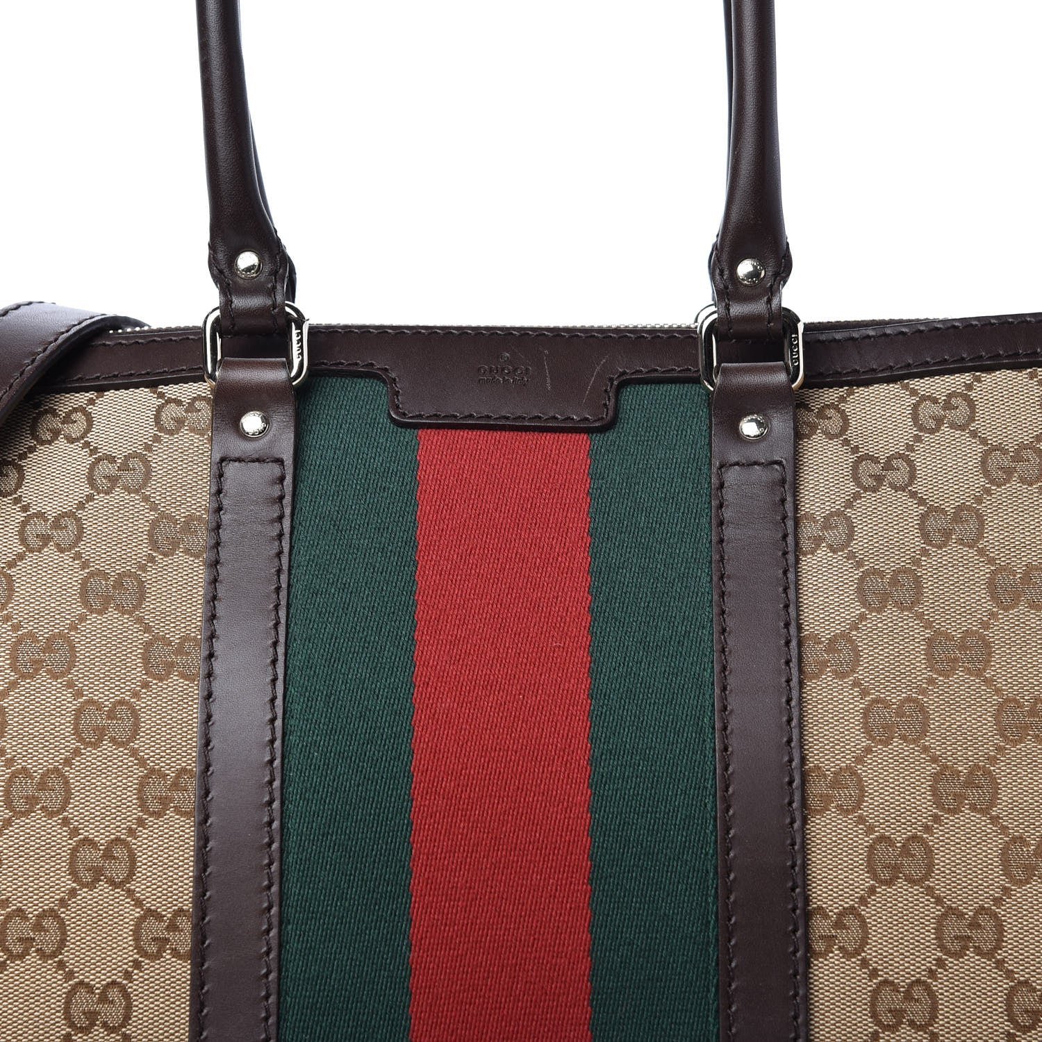 Gucci GG Canvas Vintage Web Large Tote Brown 10 of 11