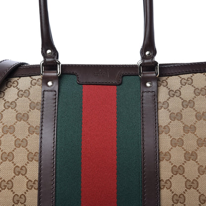 Gucci GG Canvas Vintage Web Large Tote Brown 10 of 11