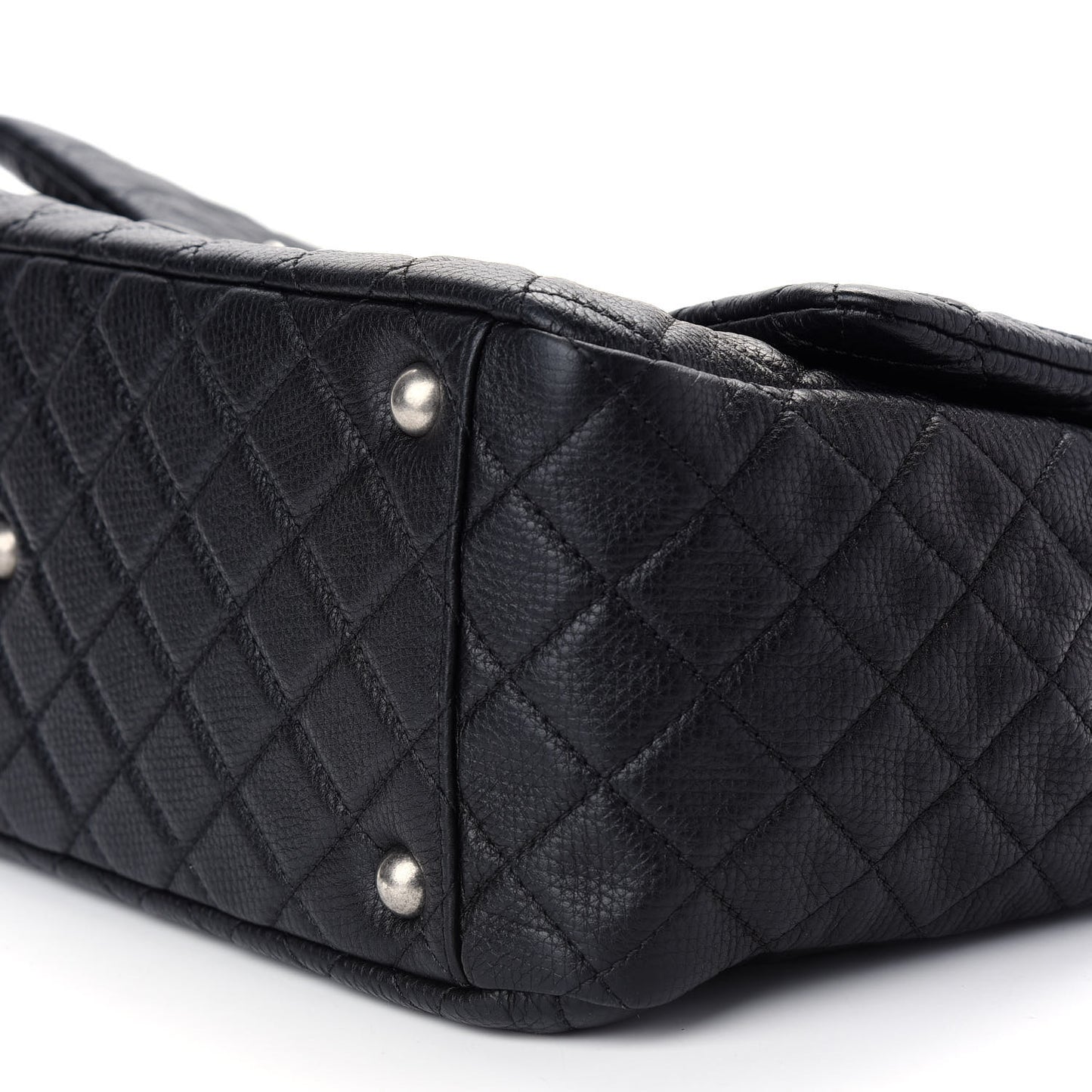 Calfskin Quilted XXL Travel Flap Bag Black