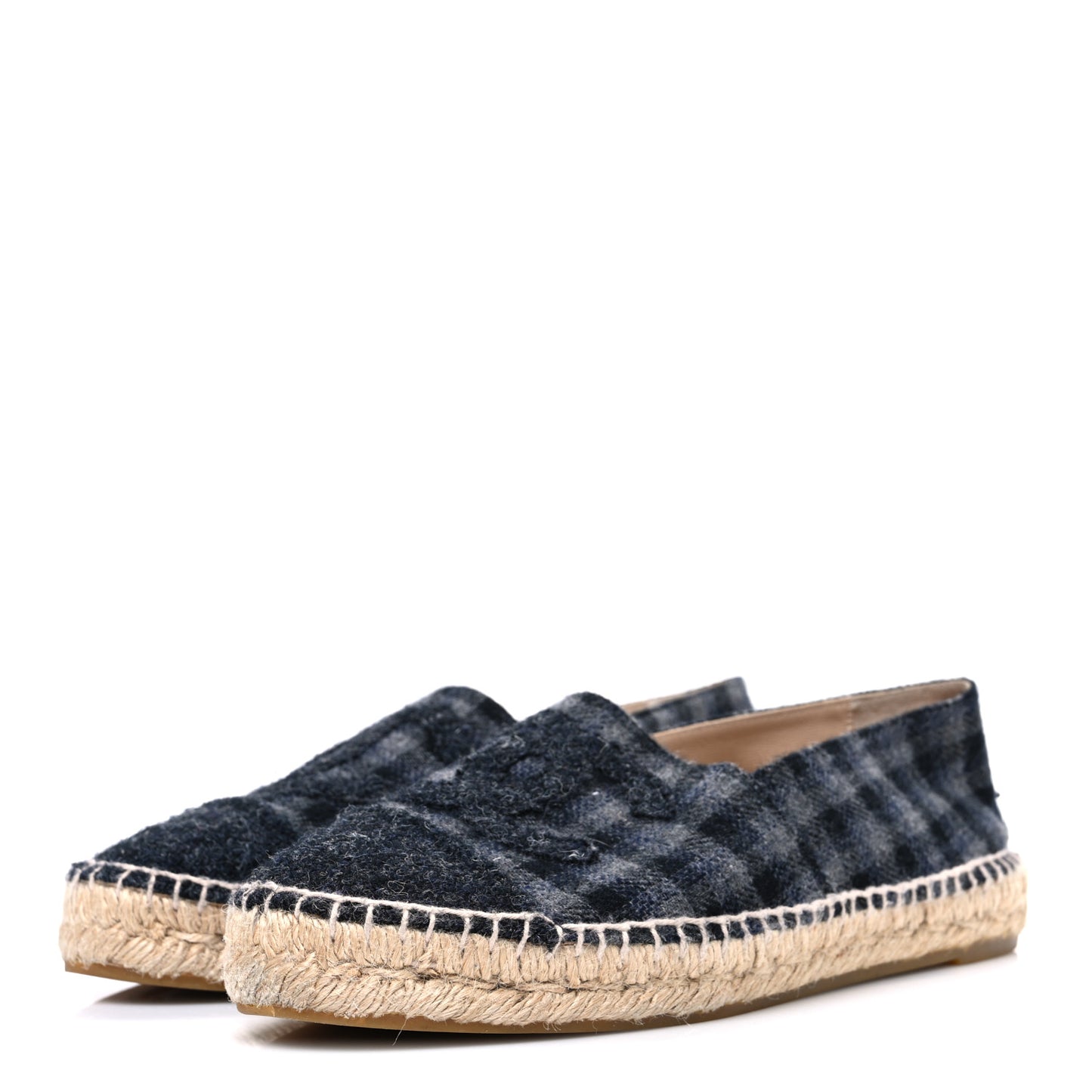 Plaid Fabric CC Espadrilles 38 Grey