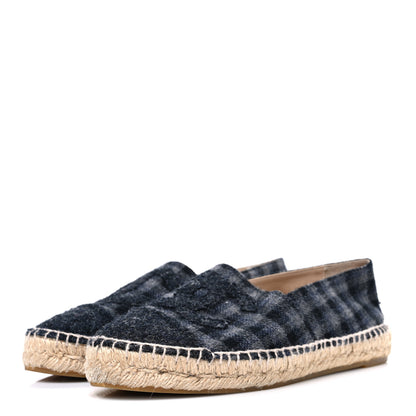 Chanel Plaid Fabric CC Espadrilles 38 Grey 4 of 10