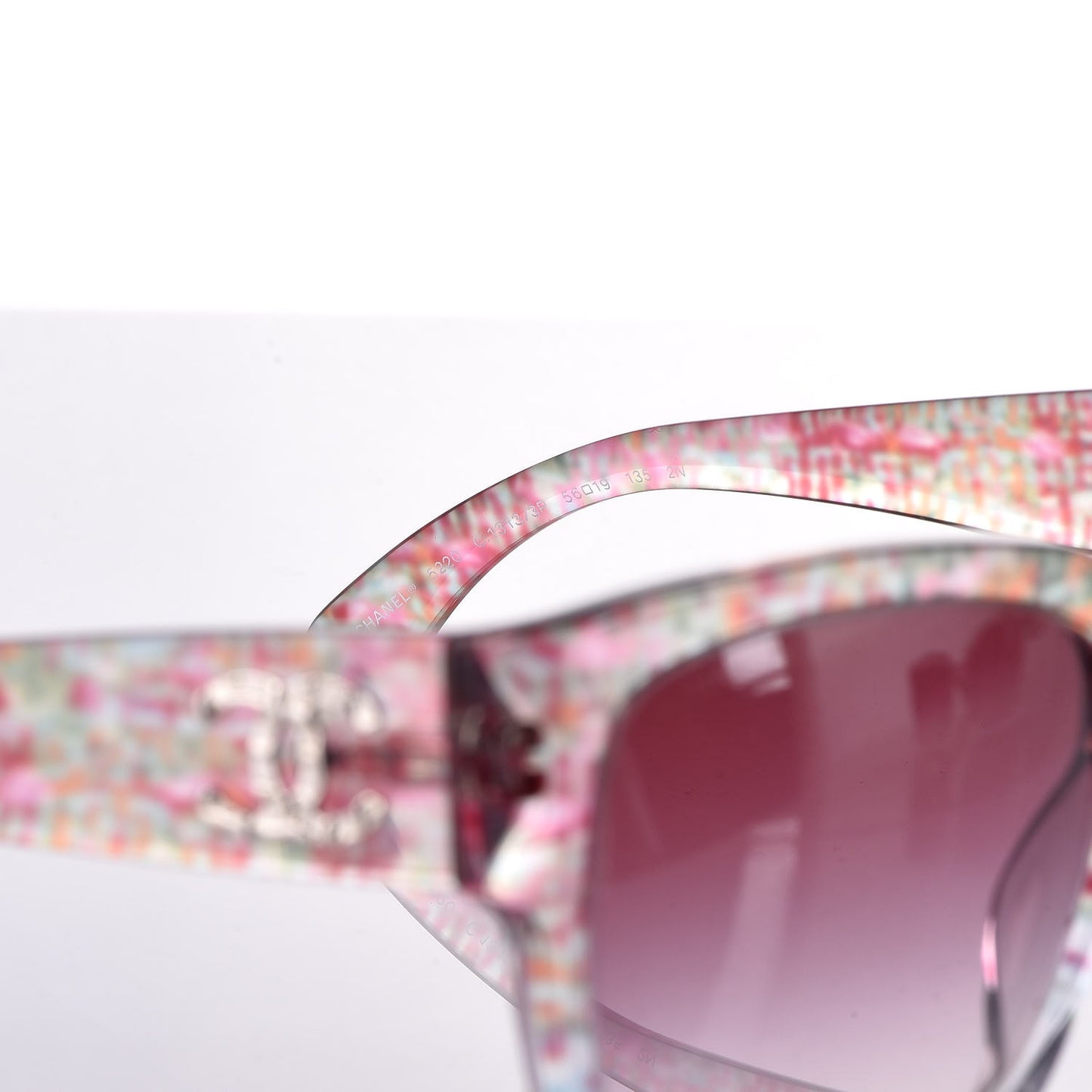 Acetate Multicolor Tweed CC Sunglasses 5220 Pink
