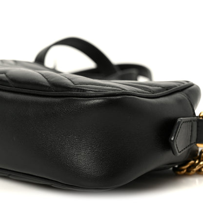 Gucci Calfskin Matelasse Mini GG Marmont Chain Shoulder Bag Black 11 of 12