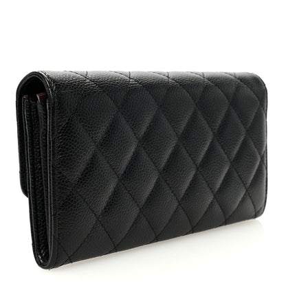Chanel Caviar Quilted Large Gusset Flap Wallet Black 3 of 7