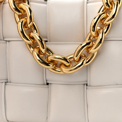 Bottega Veneta Lambskin Maxi Intreccio Padded Chain Cassette Crossbody Bag White 8 of 12
