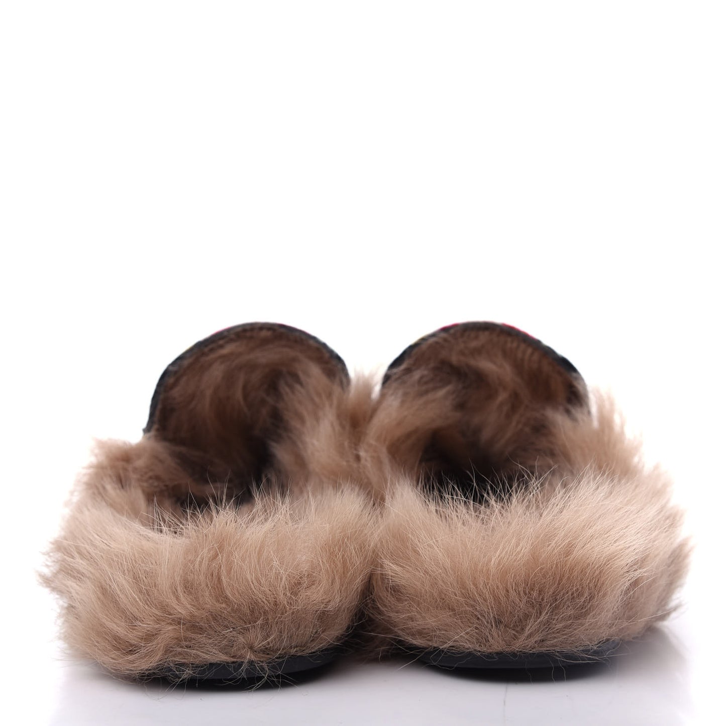 Velvet Fur Floral Womens Princetown Slippers 37 Black
