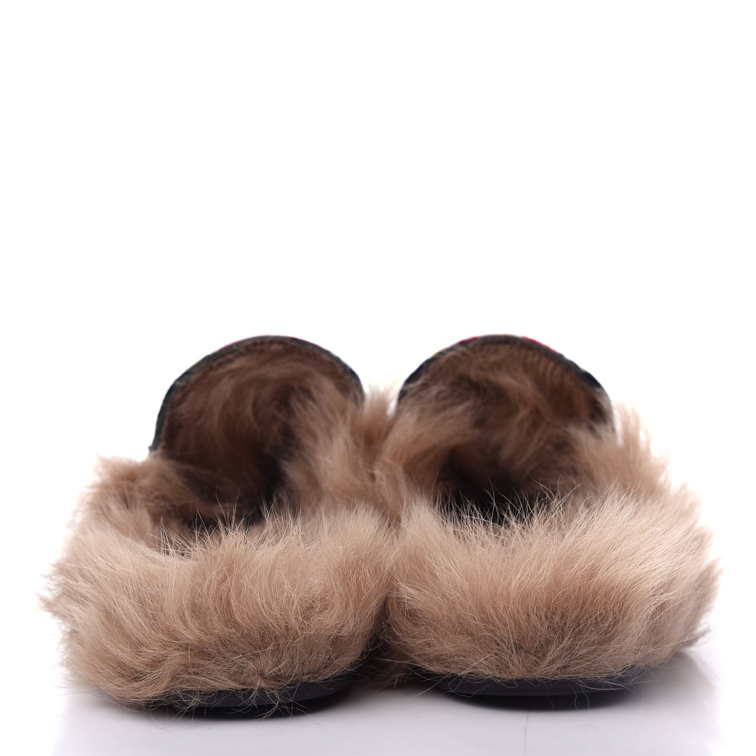 Gucci Velvet Fur Floral Womens Princetown Slippers 37 Black 7 of 10