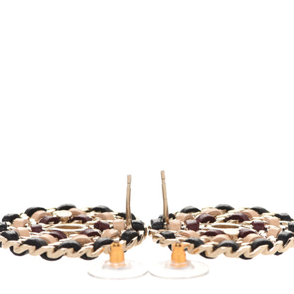 Chanel Metal Lambskin CC Round Earrings Black Gold 3 of 5