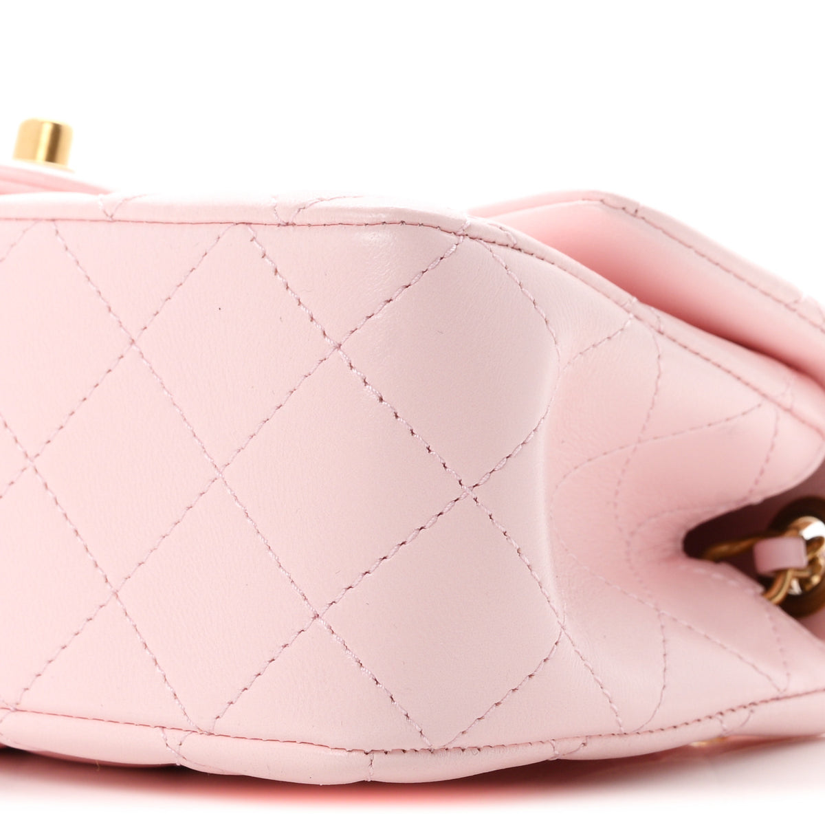 Lambskin Quilted CC Pearl Crush Mini Rectangular Flap Light Pink