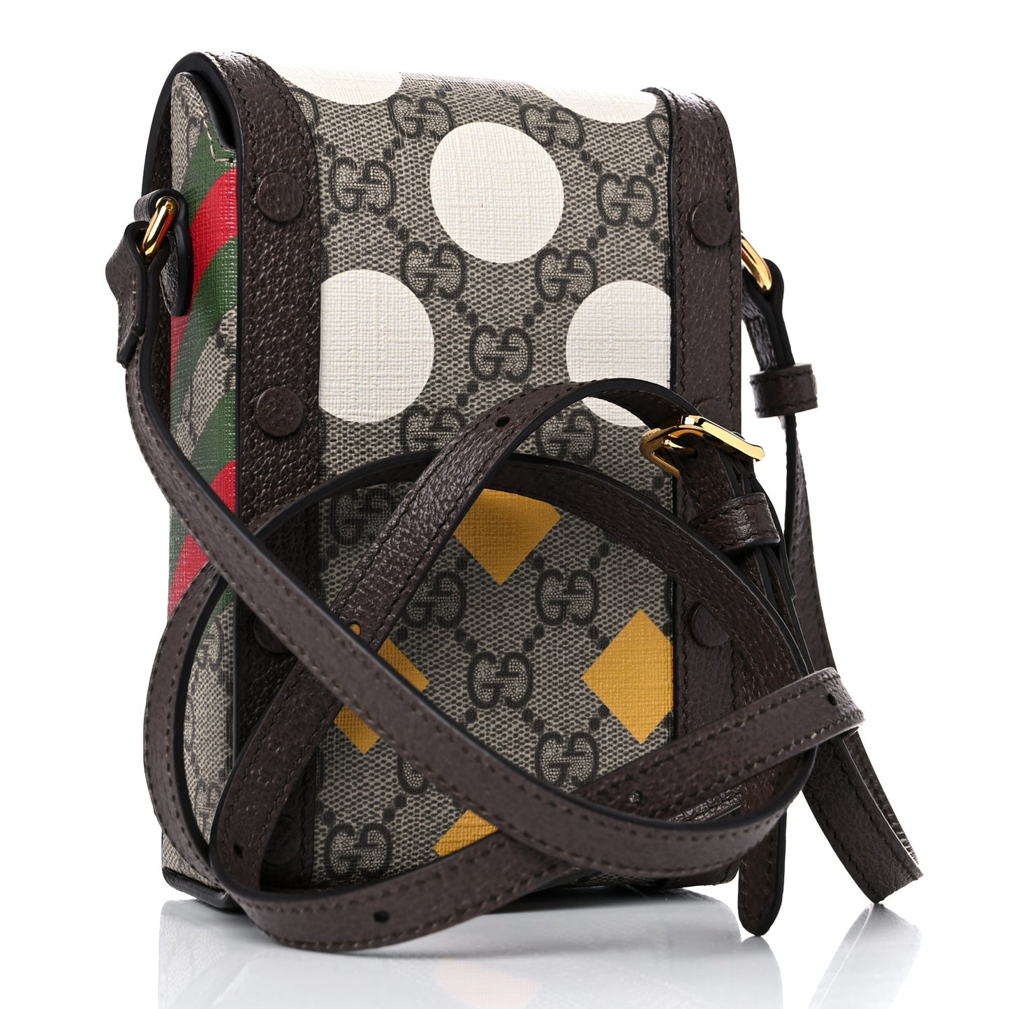 GG Supreme Monogram Textured Dollar Calfskin Geometric Print Mini Horsebit 1955 Crossbody Bag Beige Multicolor New Acero