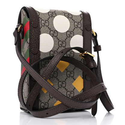 Gucci GG Supreme Monogram Textured Dollar Calfskin Geometric Print Mini Horsebit 1955 Crossbody Bag Beige Multicolor New Acero 3 of 11
