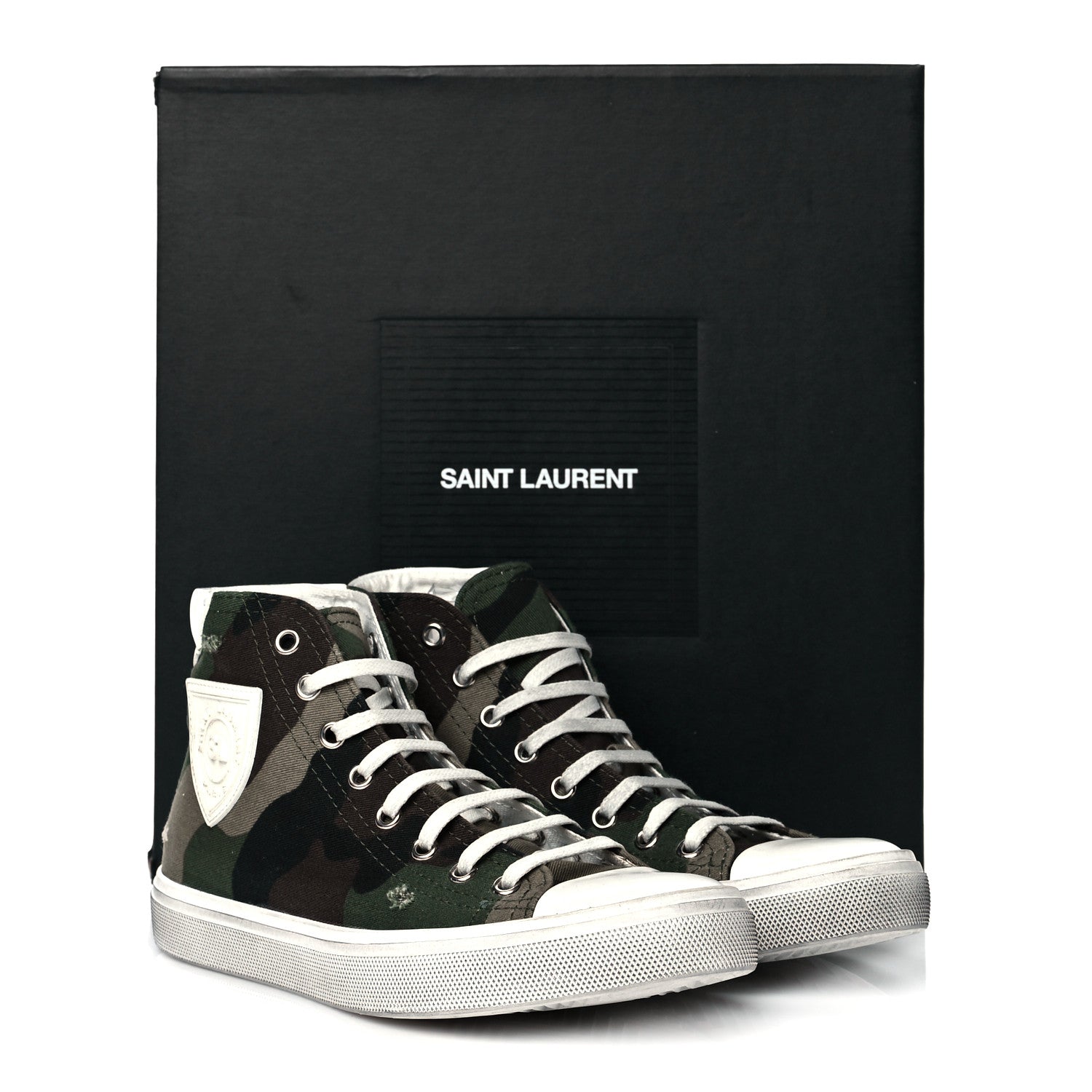 Saint Laurent Distressed Canvas Camouflage Print Bedford Hightop Sneakers 36 12 of 12