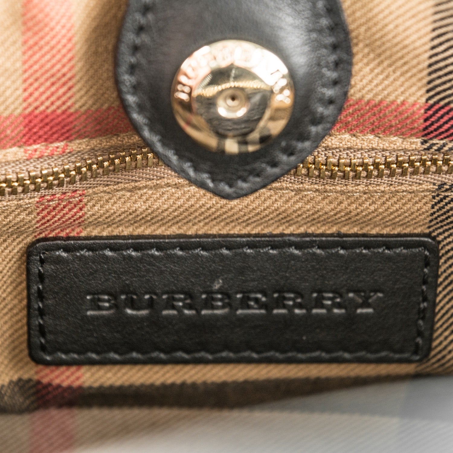 Burberry Calfskin House Check Medium Banner Tote Black 6 of 8