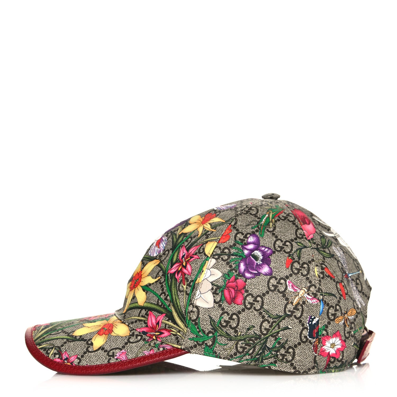 Gucci GG Supreme Flora Claudia Baseball Hat 57 M Red 3 of 9