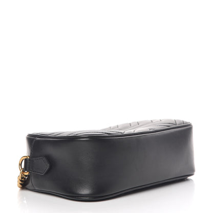 Gucci Calfskin Matelasse Small GG Marmont Chain Shoulder Bag Black 4 of 10