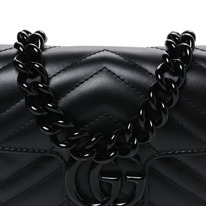 Gucci Calfskin Matelasse Monochrome GG Marmont Chain Belt Bag Black 8 of 10