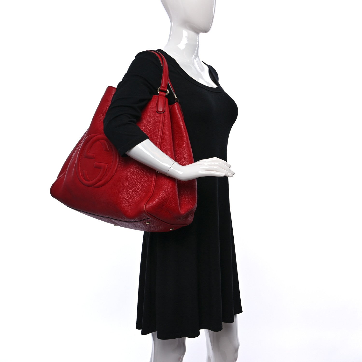 Gucci Pebbled Calfskin Large Soho Shoulder Bag Red 2 of 18