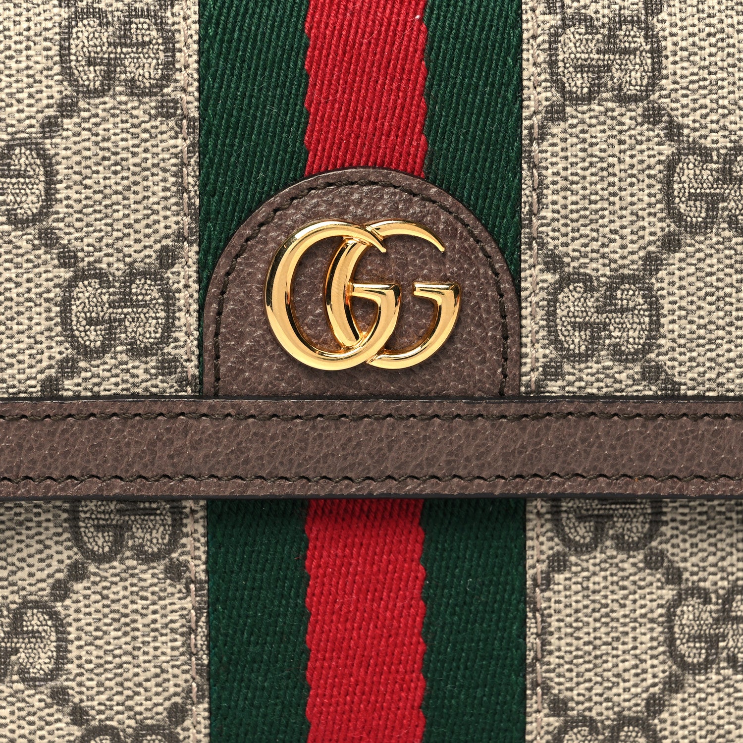 Gucci GG Supreme Monogram Web Ophidia French Flap Wallet Beige New Acero 9 of 12