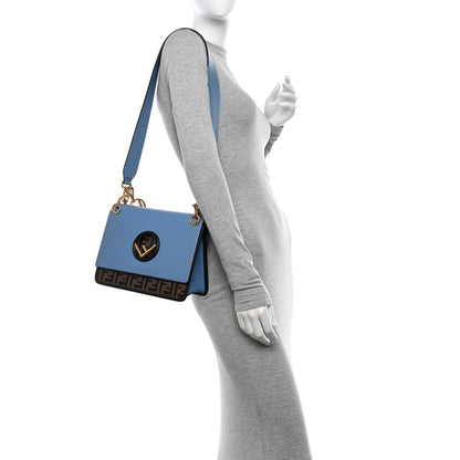 Fendi Vitello Century F is Fendi Bi-Color FF 1974 Embossed Kan I Shoulder Bag Blue 2 of 10