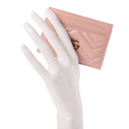 Gucci Calfskin Matelasse GG Marmont Card Holder Perfect Pink 2 of 7