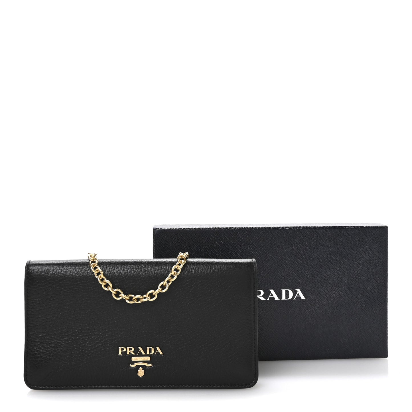 Vitello Daino Metal Chain Wallet Black