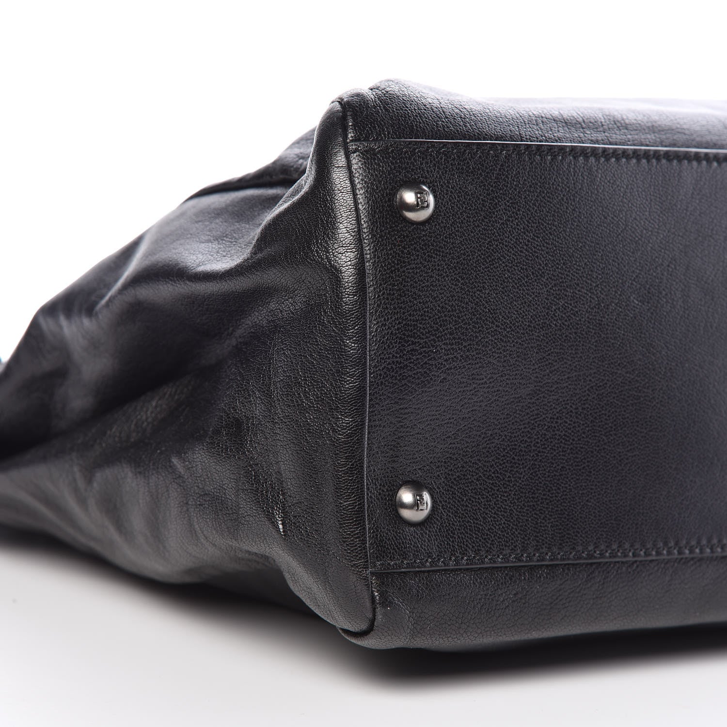 Fendi Goatskin Zucca Large Peekaboo Iconic Satchel Black Tobacco 11 of 12