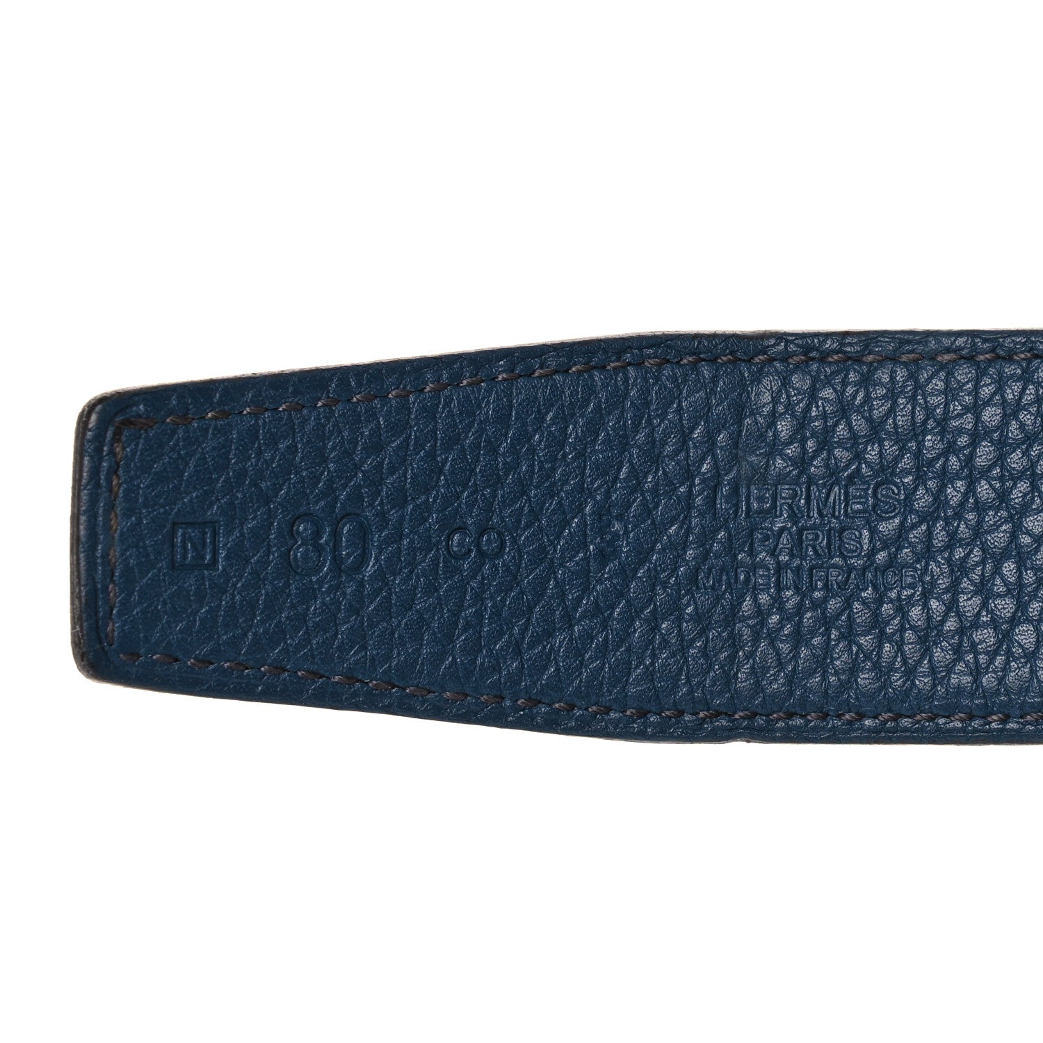Hermes Togo Box 32mm Guilloche H Belt 80 Black Bleu De Prusse 3 of 8