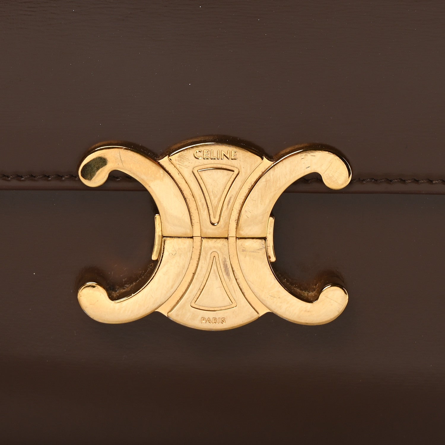 Celine Shiny Calfskin Teen Triomphe Brown 8 of 10