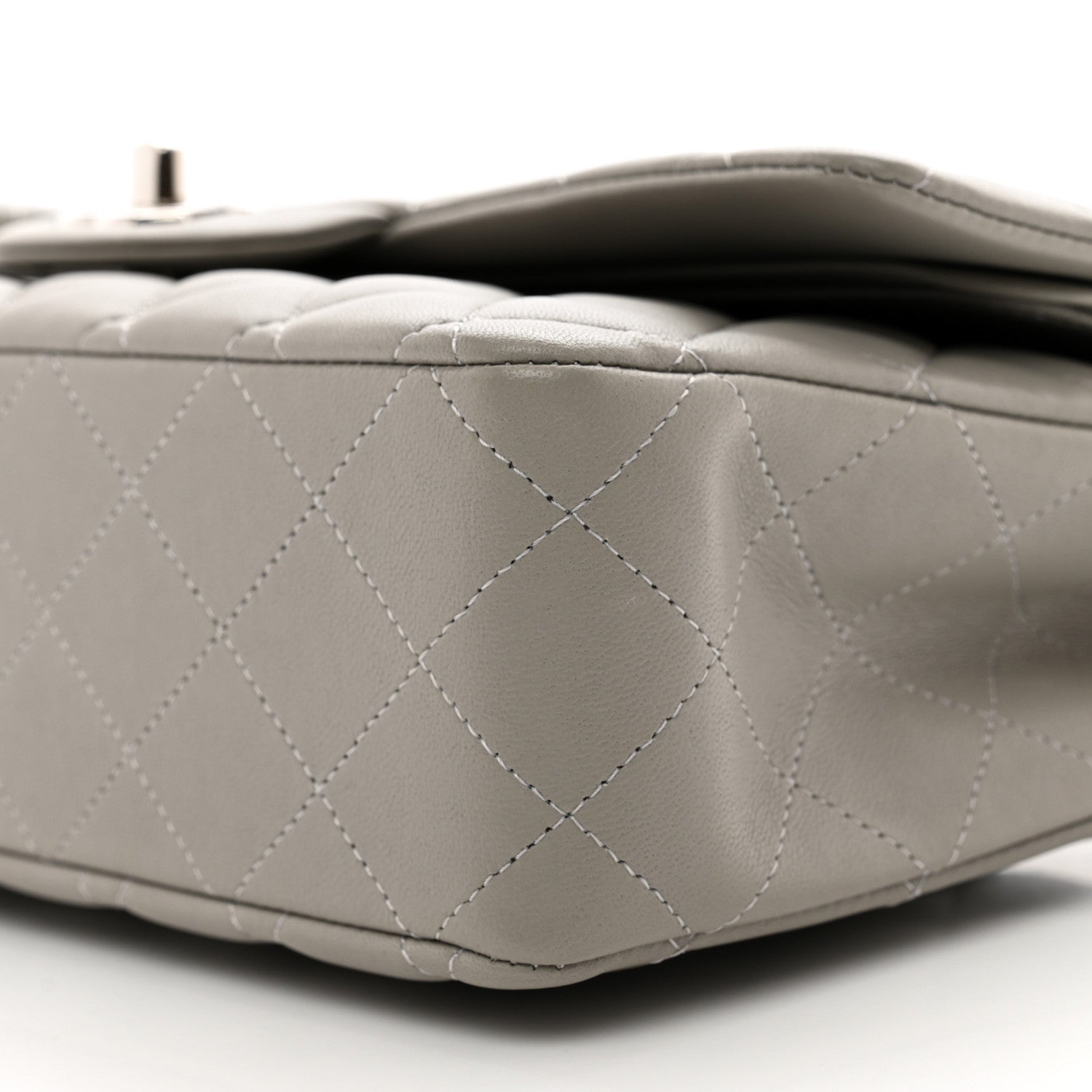Chanel Lambskin Quilted Medium Double Flap Grey 10 of 10