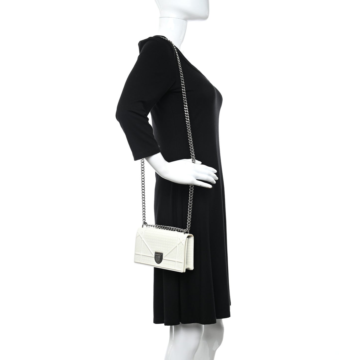 Patent Micro-Cannage Mini Diorama Flap Bag White