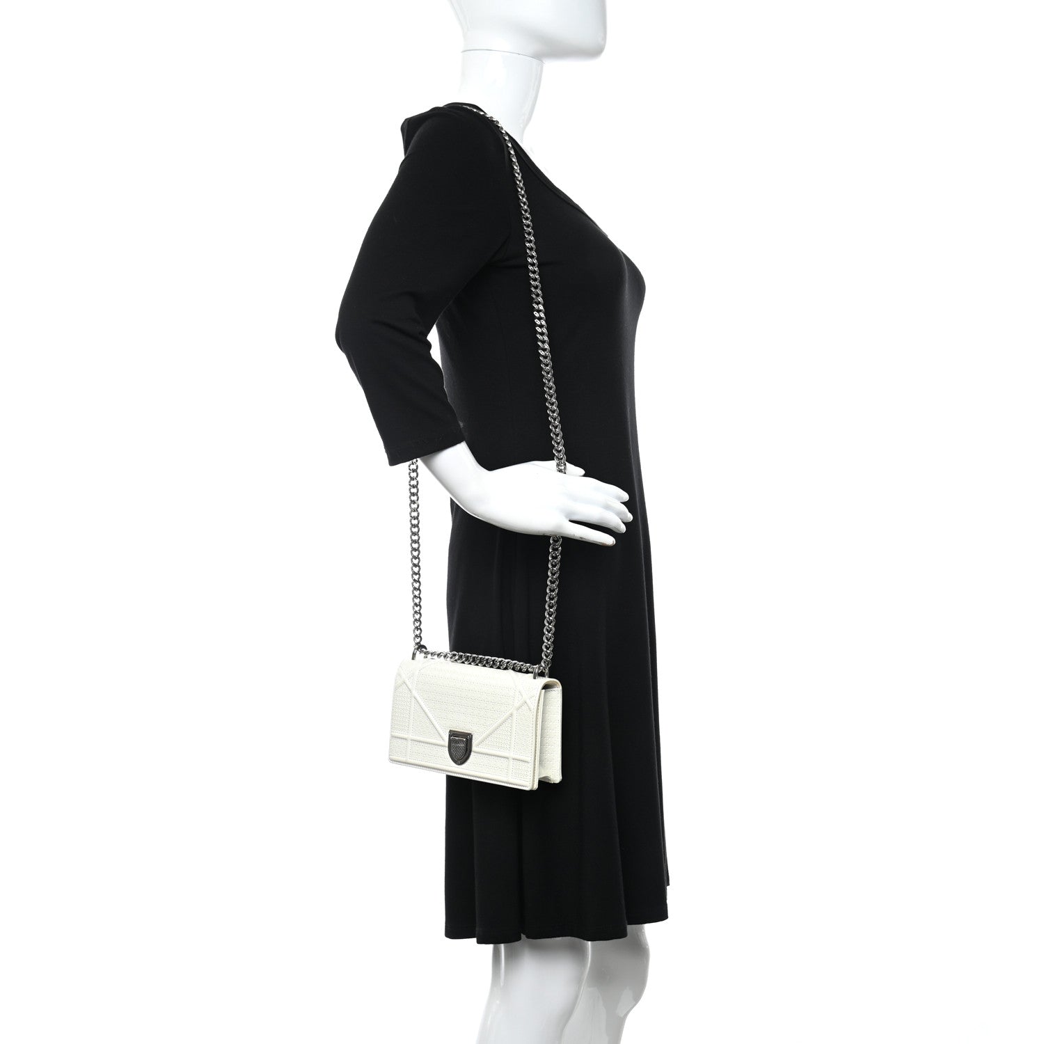 Christian Dior Patent Micro-Cannage Mini Diorama Flap Bag White 2 of 8