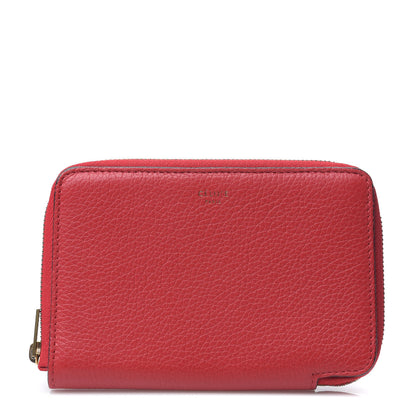 Celine Drummed Calfskin Zip Around Multifunction Wallet Coquelicot 1 of 7