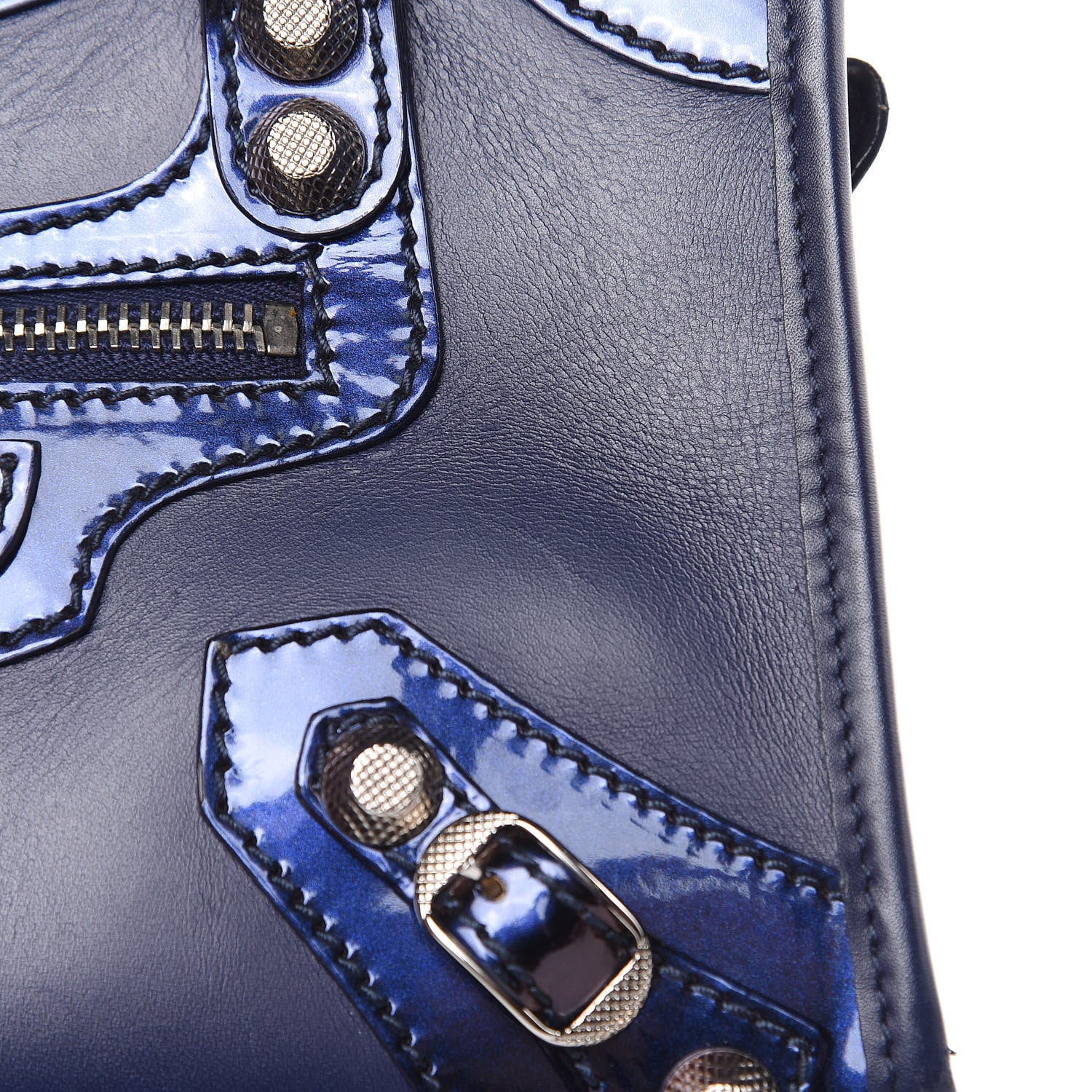Balenciaga Smooth Calfskin Metallic Patent Giant 12 Silver Hardware Mini City Ultraviolet 14 of 19