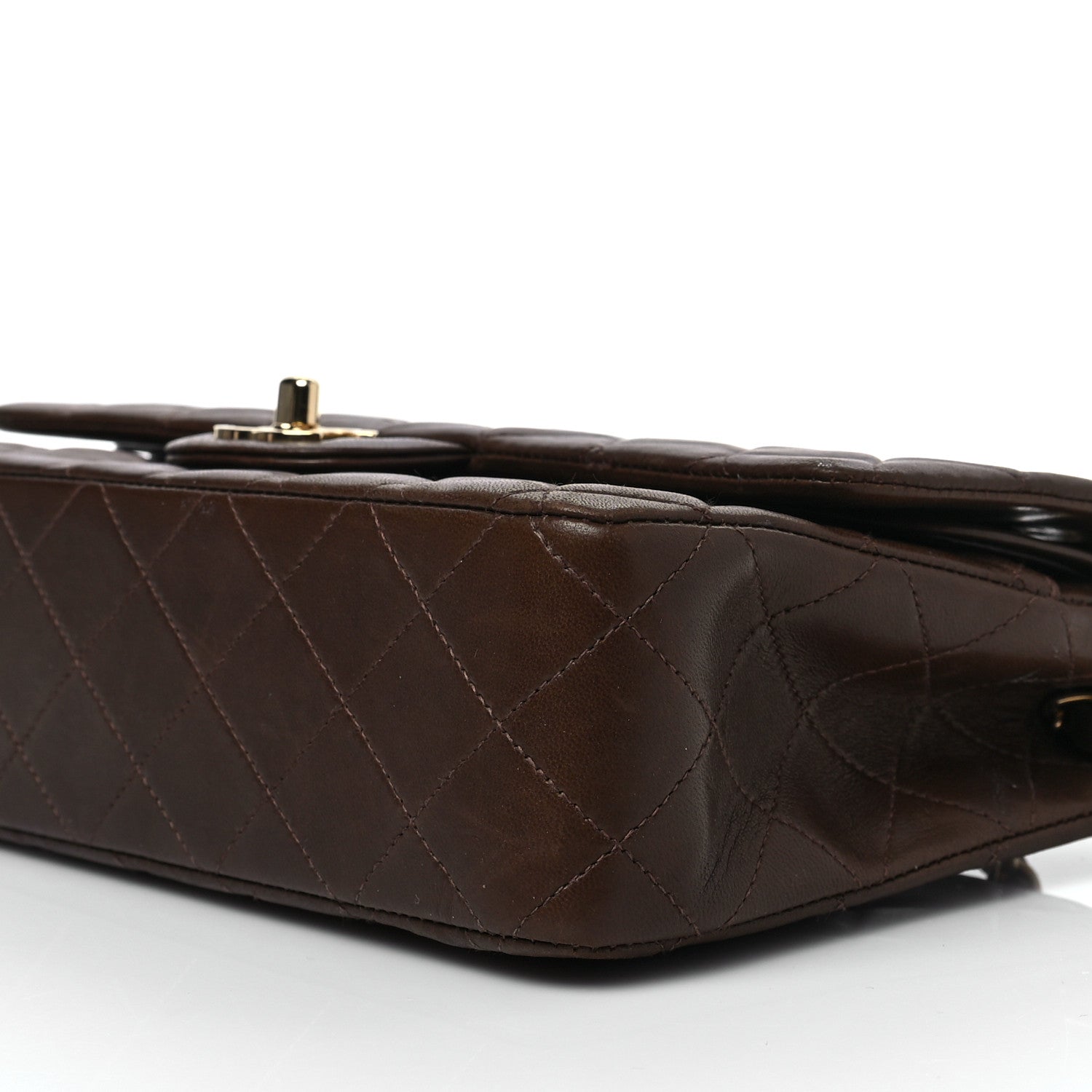 Chanel Lambskin Quilted Medium Double Flap Dark Brown 8 of 9