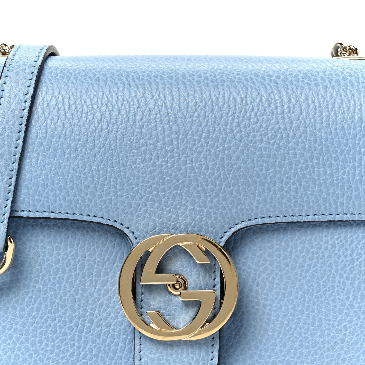 Gucci Dollar Calfskin Small Interlocking G Shoulder Bag Mineral Blue 8 of 10