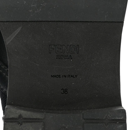 Fendi Calfskin Stretch Fabric Rockoko Biker Boots 38 Tobacco Black Marino 6 of 8