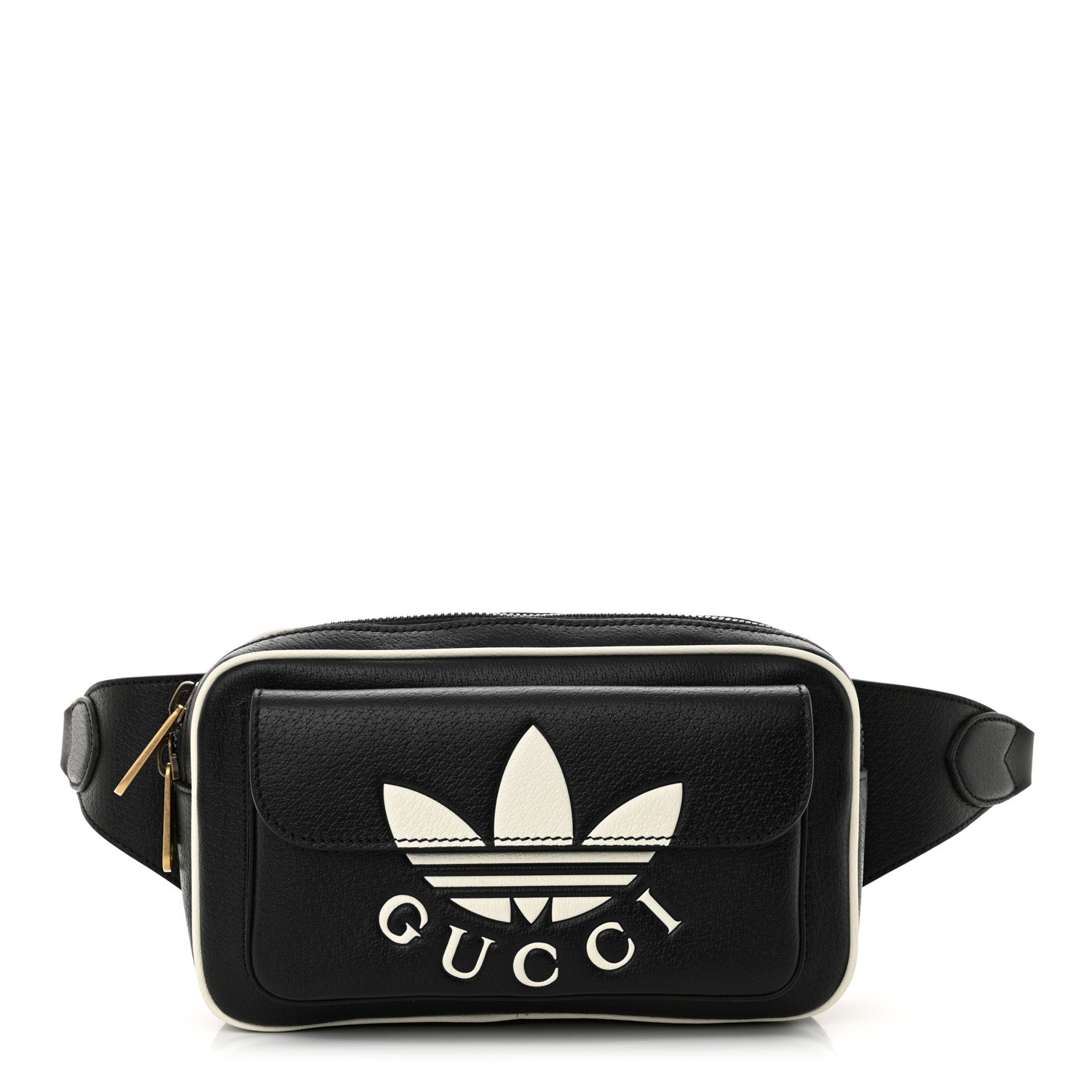 Gucci X ADIDAS Textured Dollar Calfskin Belt Bag Black 1 of 12