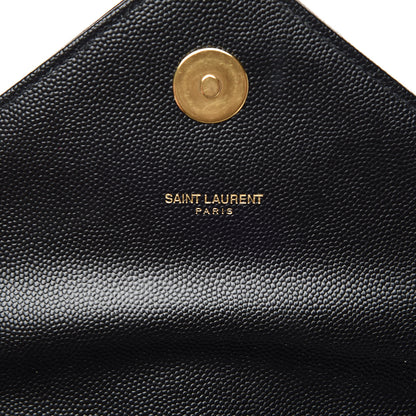 Saint Laurent Grain De Poudre Matelasse Chevron Large Monogram Satchel Black 7 of 9